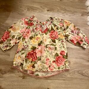 Zimmermann Pink and Green Floral Blouse
